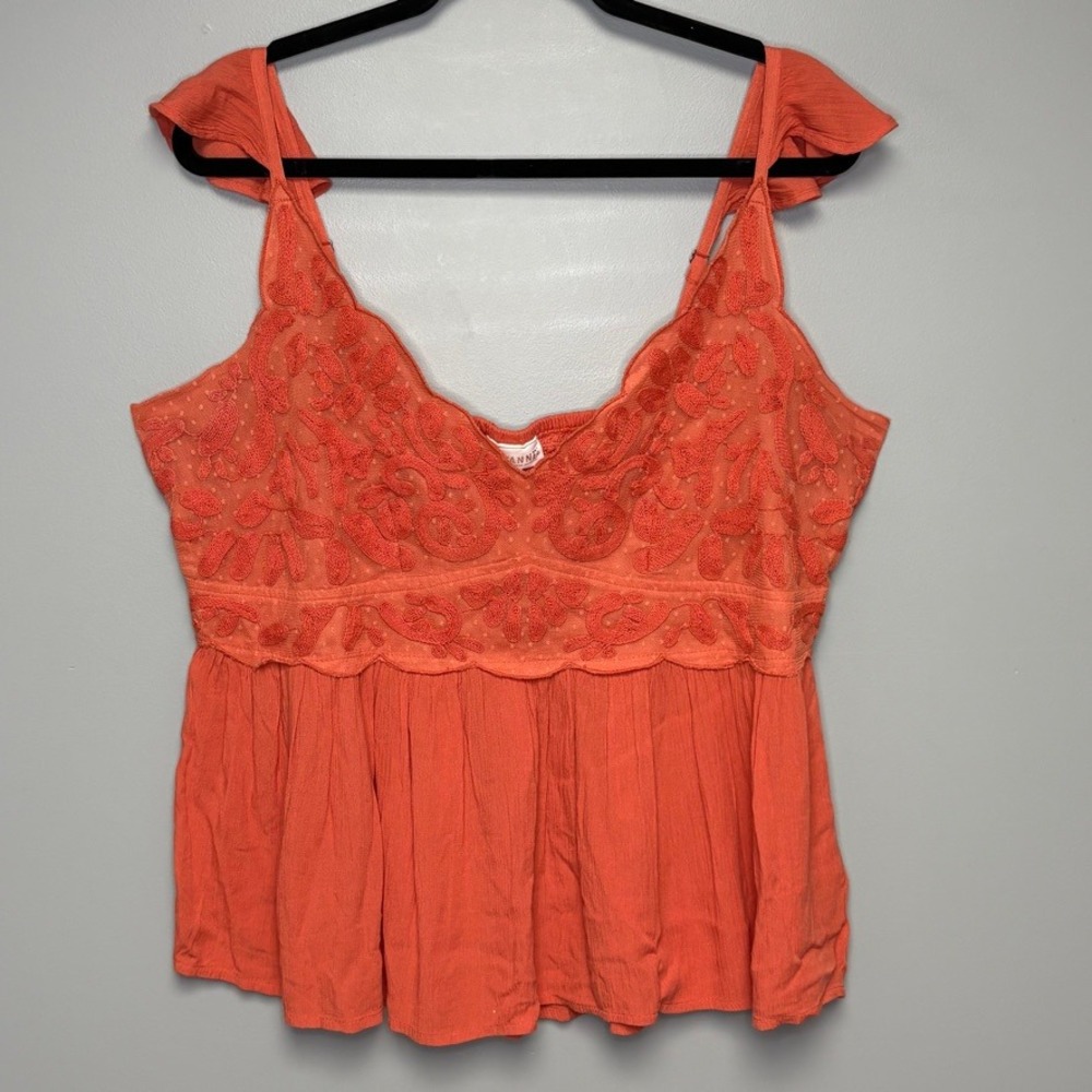Shyanne Coral Ruffle Countrycore Western Babydoll Lace Scallop Lace Cami Sz XXL